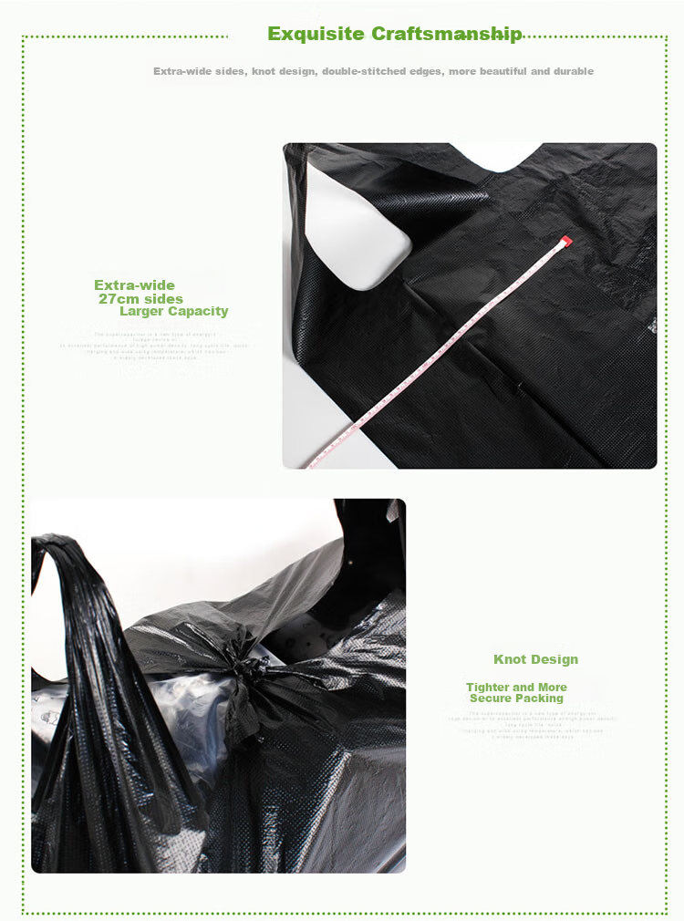 LAUTEE Large Black Vest Garbage Bags Sanitation Property Handheld Plastic Bags YM076 Thickened 65*97cm 50pcs/pack 4