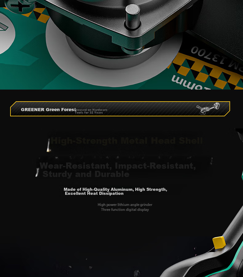 GREENER Lithium Angle Grinder Cutting Machine Household Handheld Electric Polisher Brushless Grinder Grooving Genuine Digital Display 13