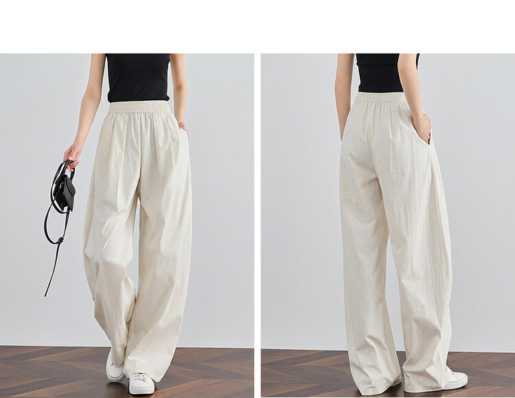 Demana Pear-Shaped Comfort Zone Summer Simple Style Nine-Point Straight Elastic Waist Slim Fit Petite Versatile Women's Casual Pants 18