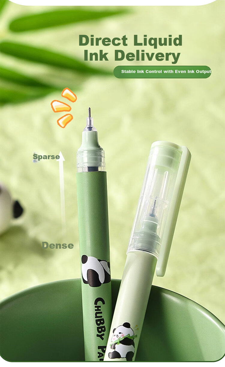 Jiamo Liquid Ink Neutral Pen Quick-Dry Smooth Black High-Value Multi-Theme Student Exam Pen Liquid Rollerball Pen - Panda Fat 2