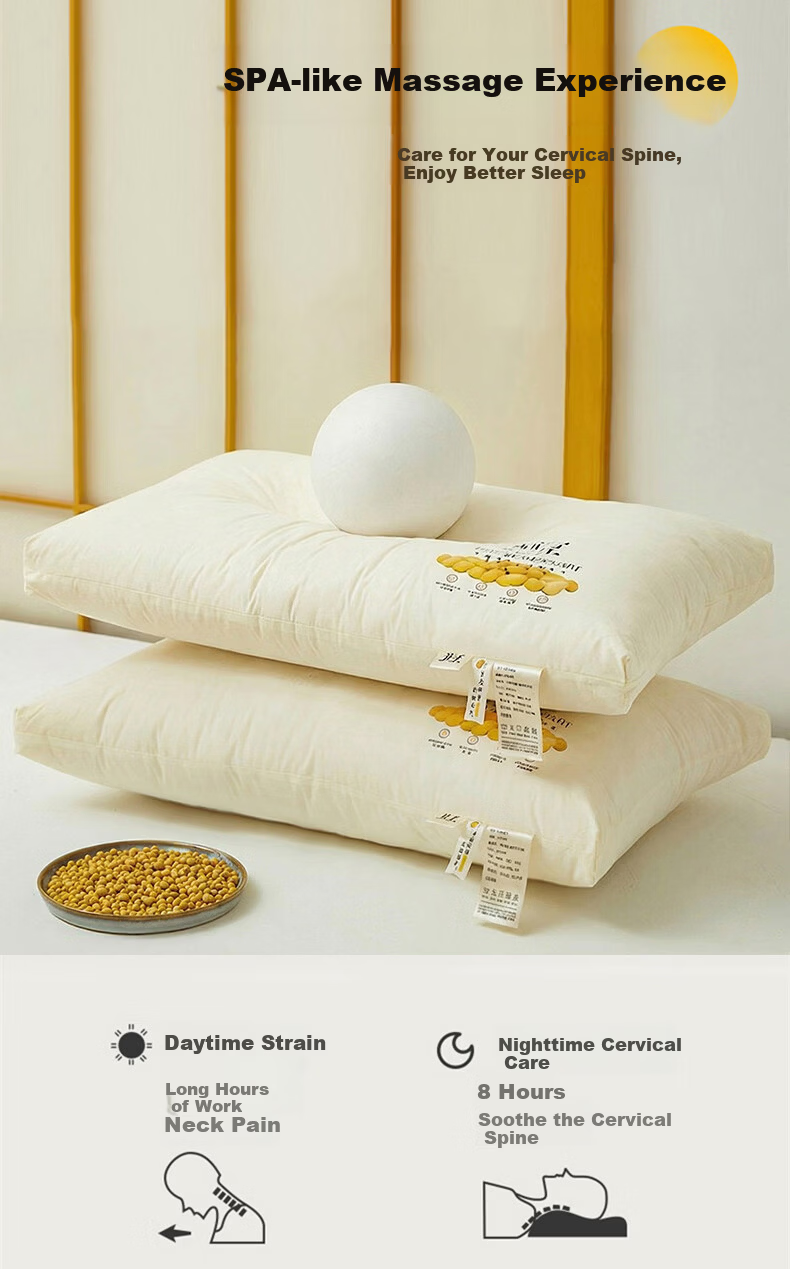 J.Sir High Pillow Deep Sleep Pillow Core Non-Collapsing Non-Deforming Cotton Neck Support Single Pillow for Hotel and Home Use 10