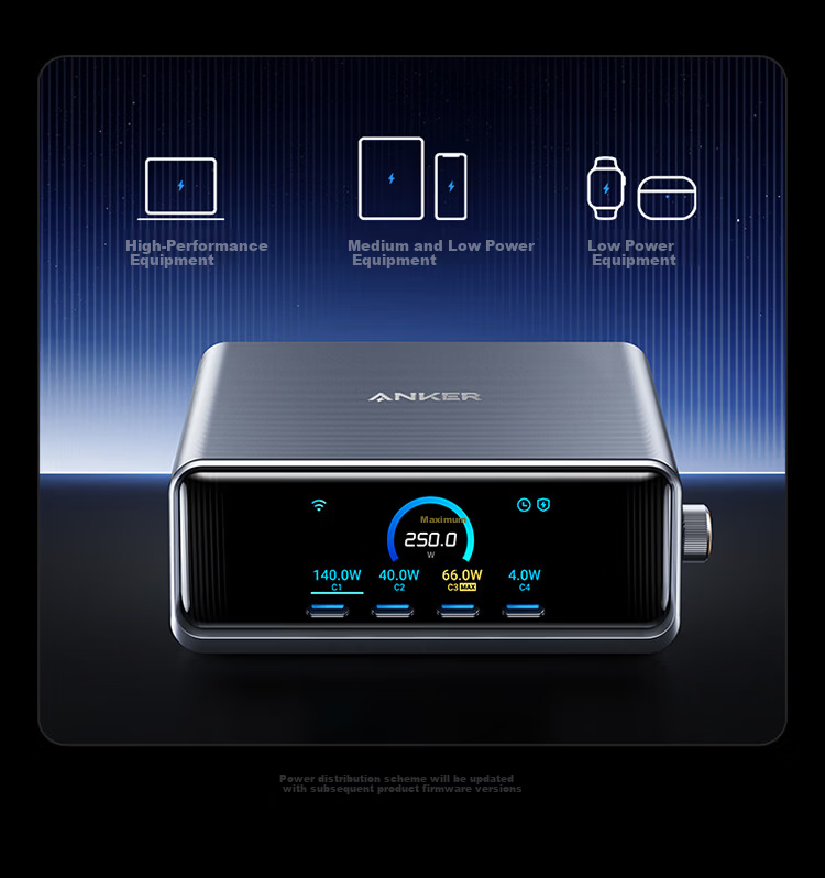 ANKER New Upgrade Desktop Charger Pro+ 250W Charging Station Prime GaN Charger Type-C Fast Charger for iPhone Apple Huawei Xiaomi Laptop 37