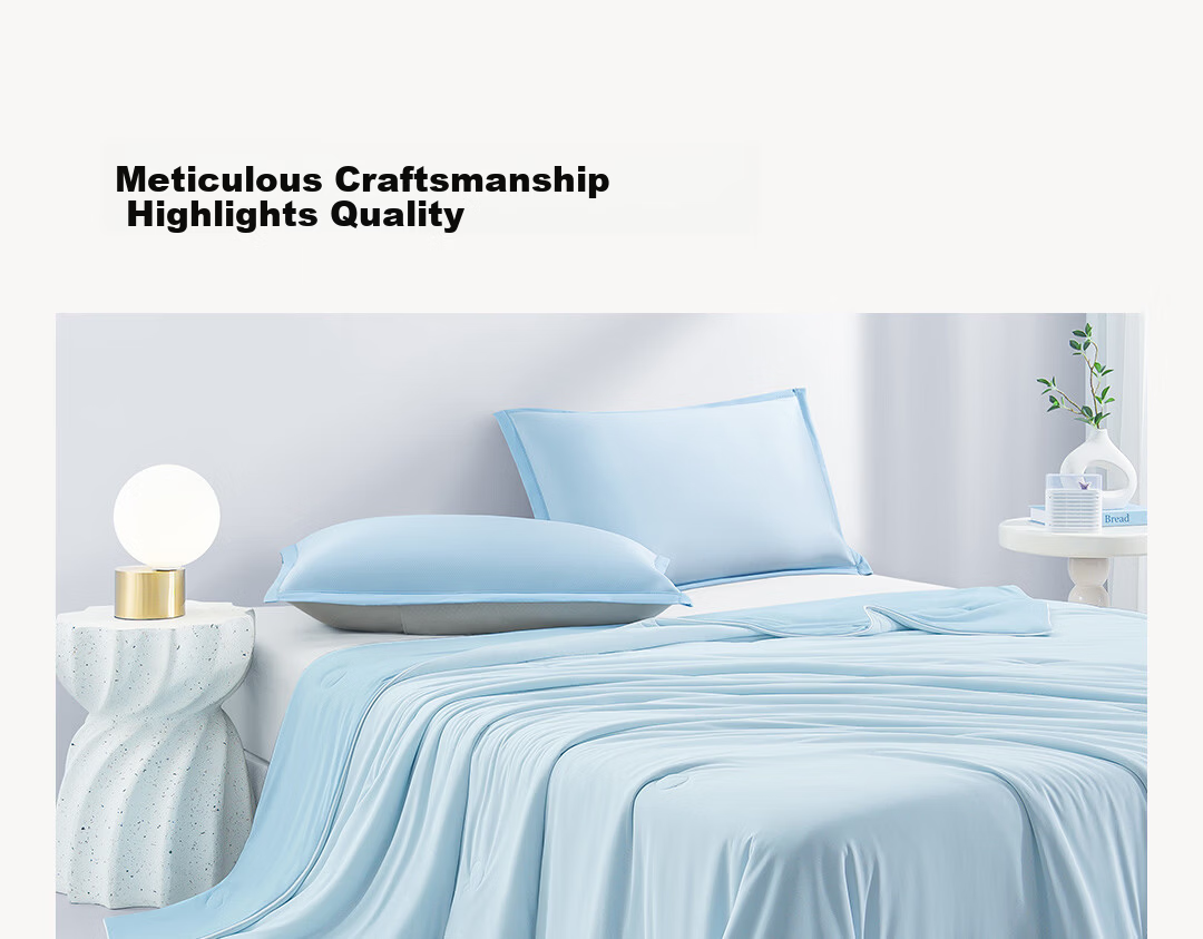 Deep Sleep Cooling Air Conditioning Quilt Ice Silk Lyocell Summer Quilt Class A Machine Washable 150*200cm Smoke Blue 31