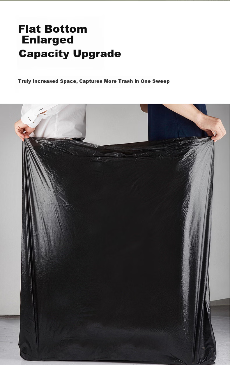 Zhijie Flat Mouth Black Garbage Bags 80x90cm 50pcs Double-Sided 3-Layer Extra Large Thickened Property Bags Economical Pack 9