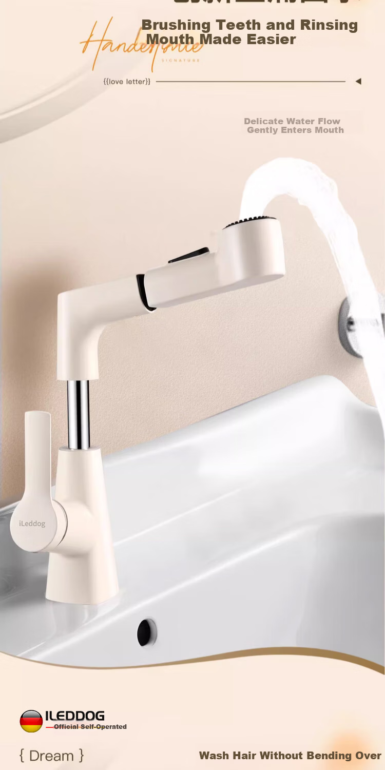 ILeddog [Germany] Full Copper Thickened Basin Faucet Lift Pull-Out Bathroom Washbasin Faucet MPCL 9