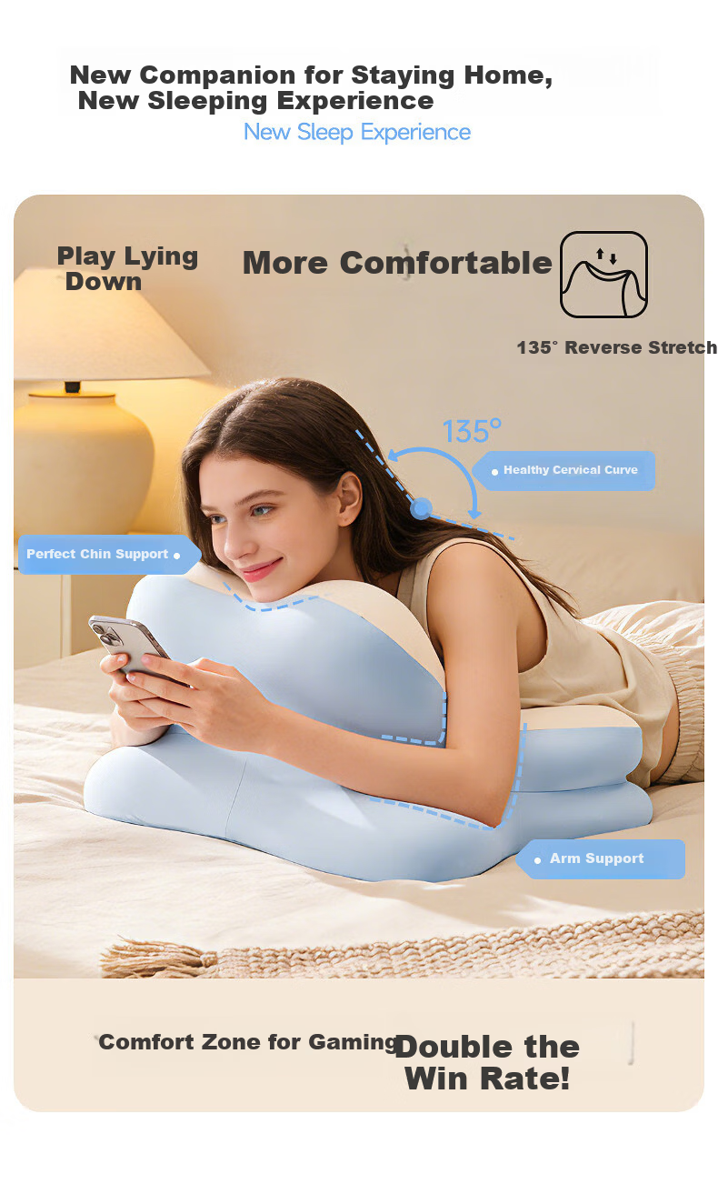 CORY Blue Multifunctional Adult Prone Pillow for Bed, Phone Use, and Lounging 6