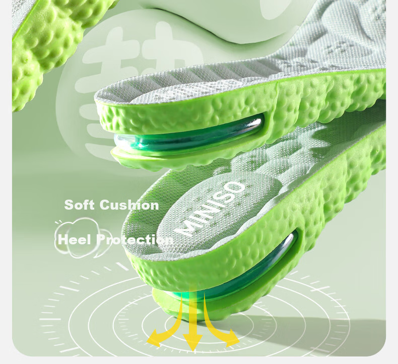 MINISO Cushioned Shock-Absorbing Height Increase Insoles for Men and Women, Invisible 3.5cm Elevation, Mugwort Odor-Resistant Breathable Sweat-Absorbing Insoles, Size 39-40 4