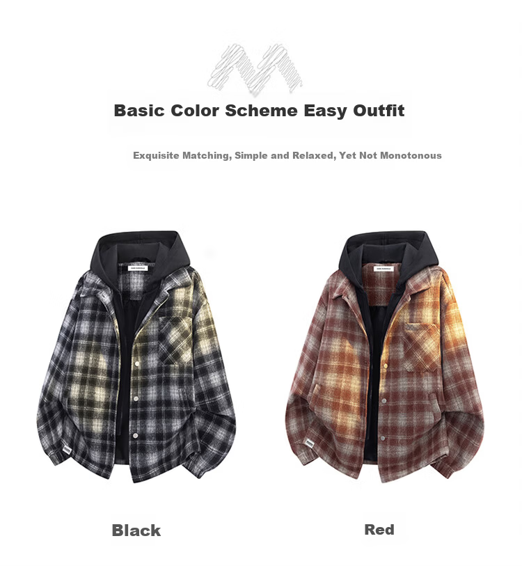 MARK FAIRWHALE Men's Spring and Autumn Trendy Casual Hooded Jacket, Stylish Youth Color-Block Layered Look Coat 2