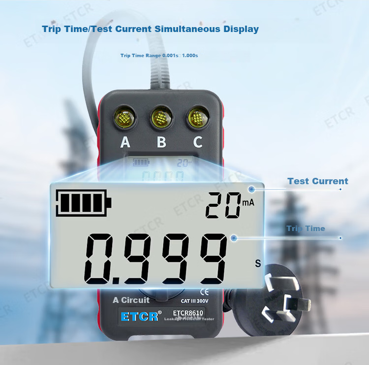 ETCR8610RCD Leakage Circuit Breaker Tester Socket Tester 6