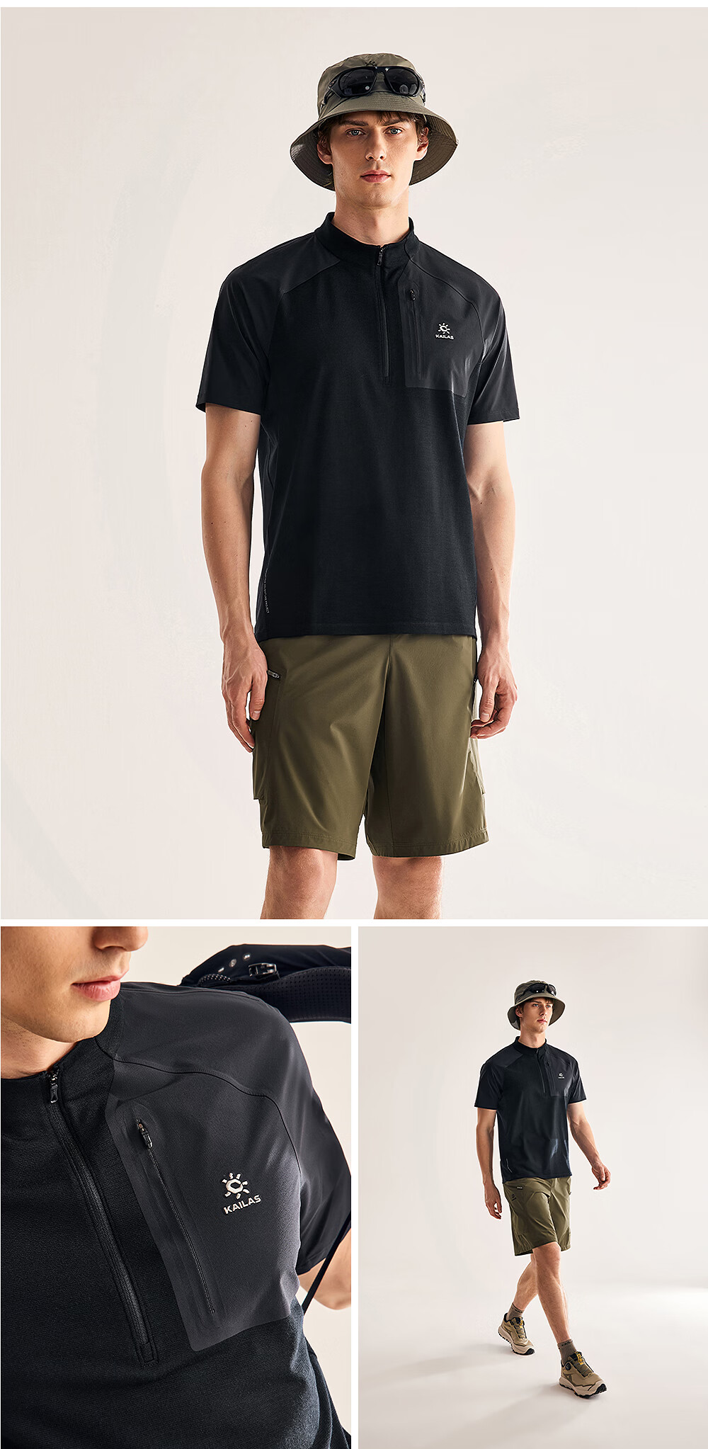 KAILAS XM2 Wool Short Sleeve T-Shirt Men Quick-Dry Half-Zip Outdoor Hiking Breathable Mountaineering Top 16