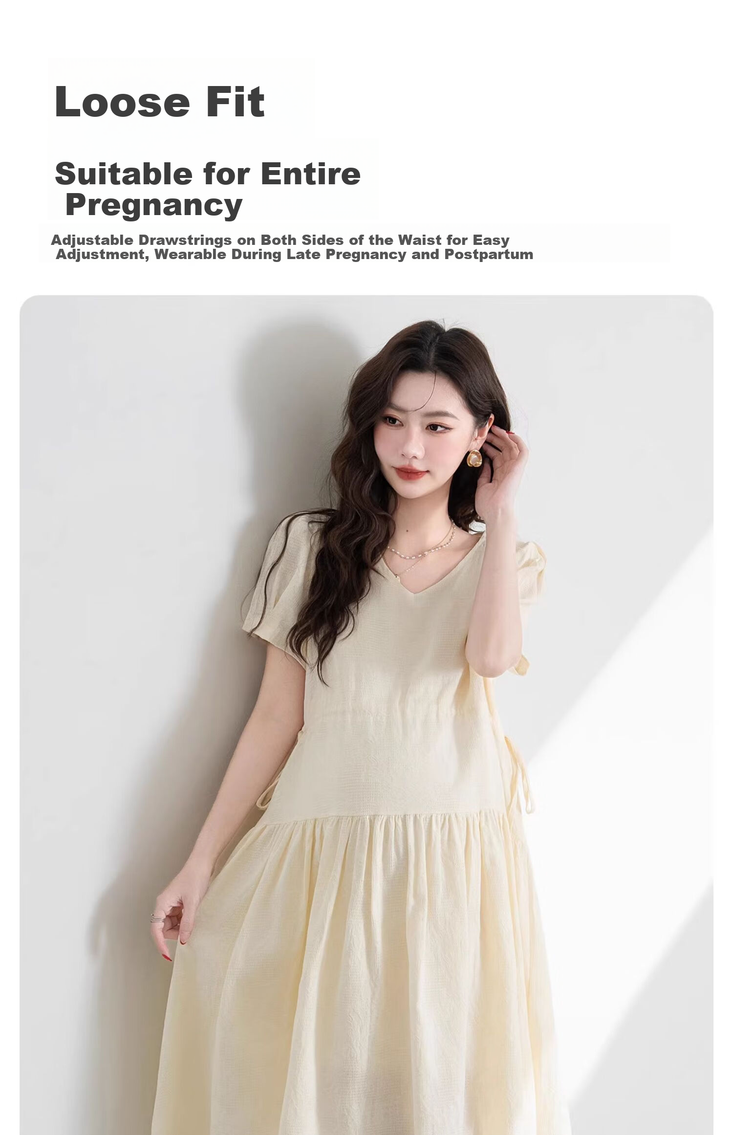 JOYNCLEON Maternity Dress Summer French Style Loose Black Long Dress Pregnancy Clothes Black XL Jly156790 2
