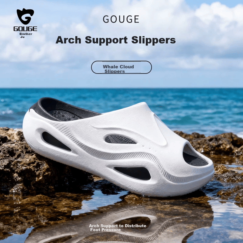 Gouge Jingyun Arch Support Slippers Flatfoot Correction Unisex Sports Casual Slippers Black Size 45-46