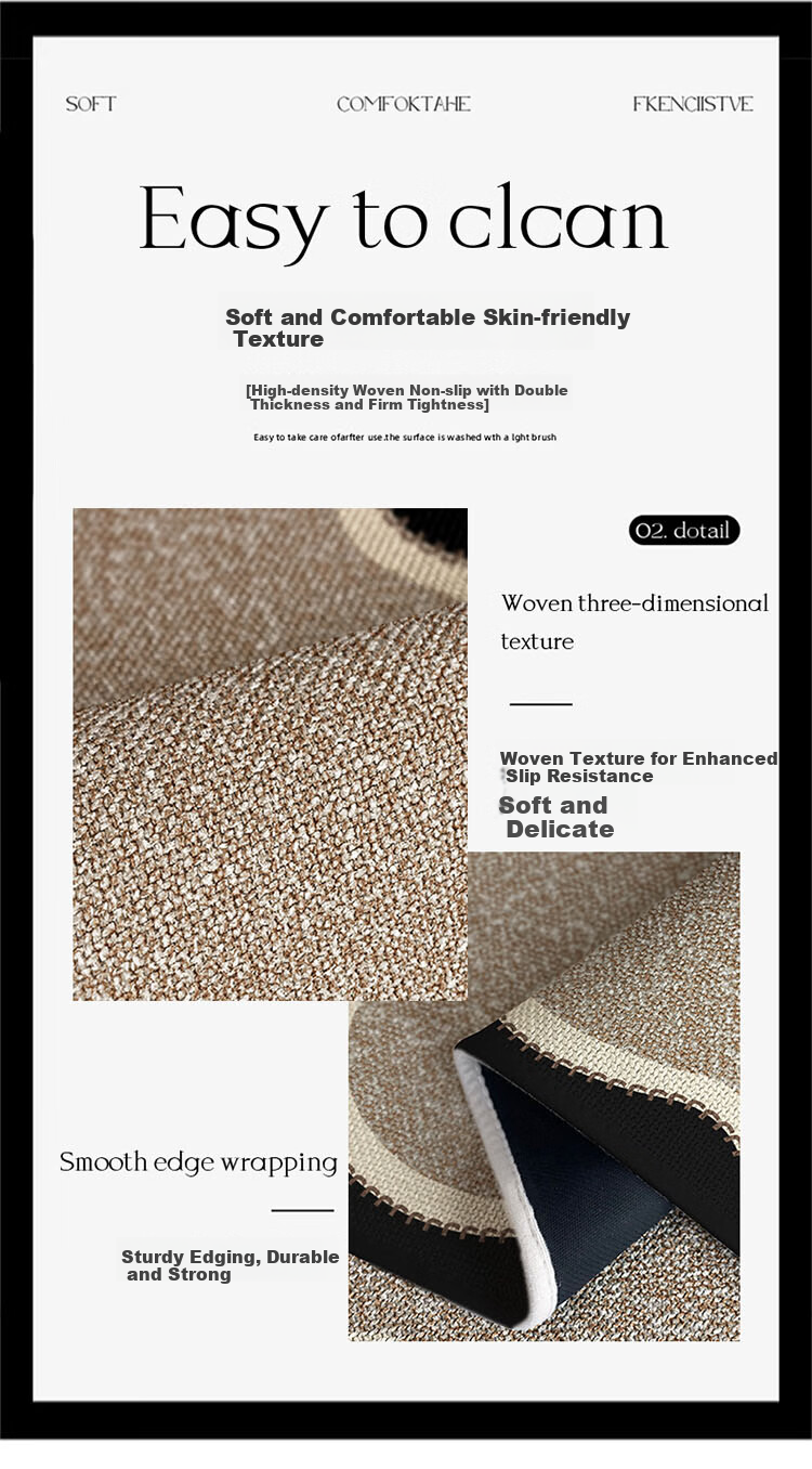 STIMANNI CITY·MANNI New Floral Bathroom Absorbent Mat Luxury Woven Linen Non-Slip Quick-Dry Thickened Floor Mat 4