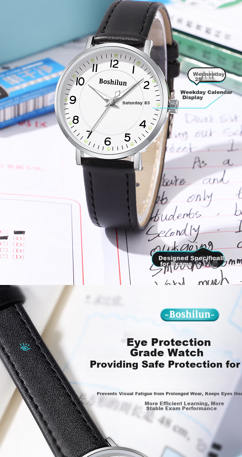 Bausch & Lomb Silent Quartz Sports Watch for High School Students, Unisex Kids Time-Only Exam Watch 4