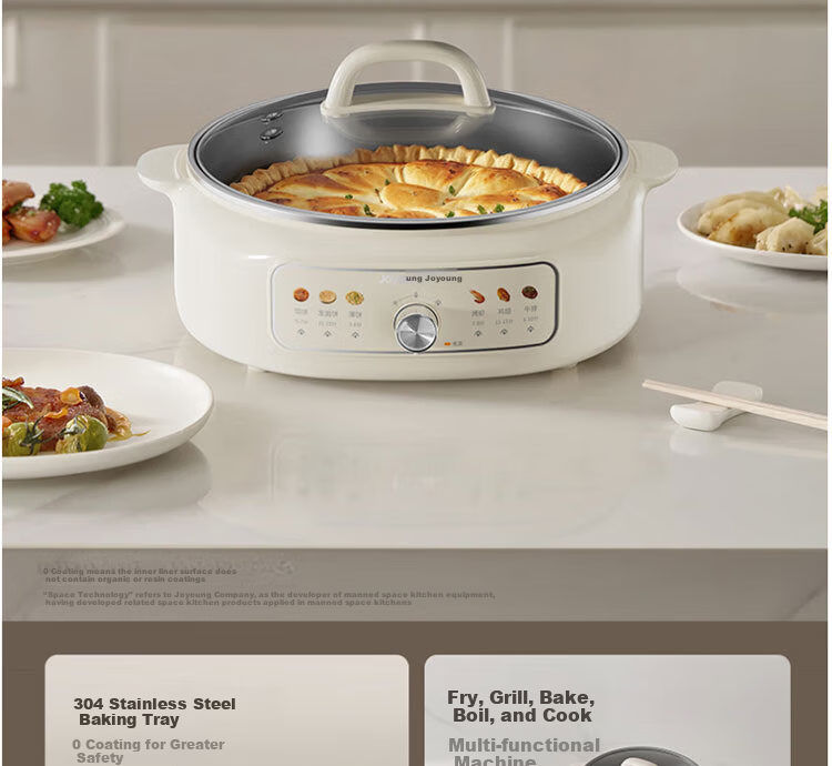Joyoung JK30-GK339 Household Grill Pan 304 Stainless Steel Non-Coated Inner Pot Breakfast Maker Deepened Body Electric Griddle Multi-Function Electric Frying Pan 2