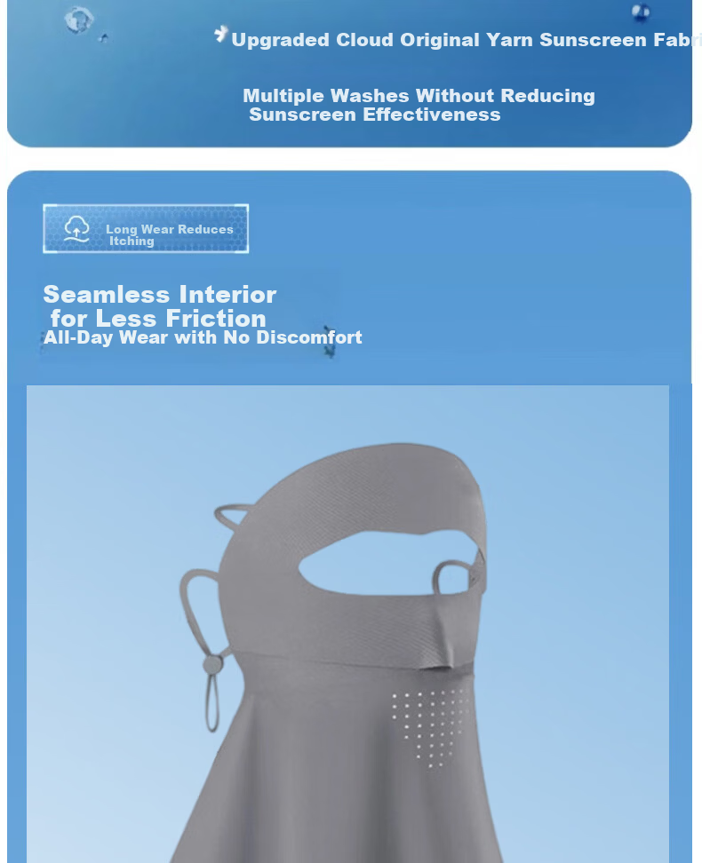 Langsha Sunscreen Face Mask Full Face Cover Outdoor Cycling Mask Ear-Hook UV Protection Loose 3D Extended Neck Guard Face Bikini 13