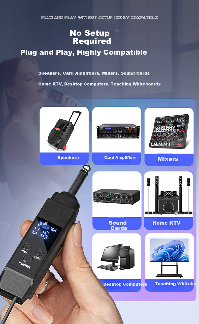 Depusheng K15 Wireless Microphone One-to-Four Portable Karaoke Microphone for Square Singing KTV Home Stage Hosting Conference Speech Live Outdoor Event Computer Karaoke Rechargeable Anti-Howling Pick 4