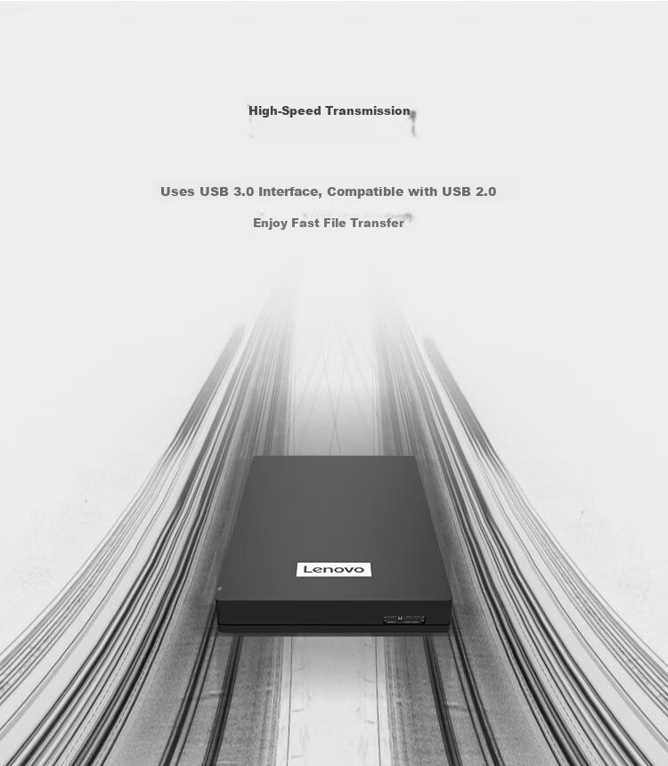 Lenovo 1TB Portable Hard Drive, F309Pro USB 3.0 Interface, 2.5-Inch, Mechanical Hard Drive, Slim And Portable, High-Speed Transfer, All-Metal, External Hard Drive for Laptops 2