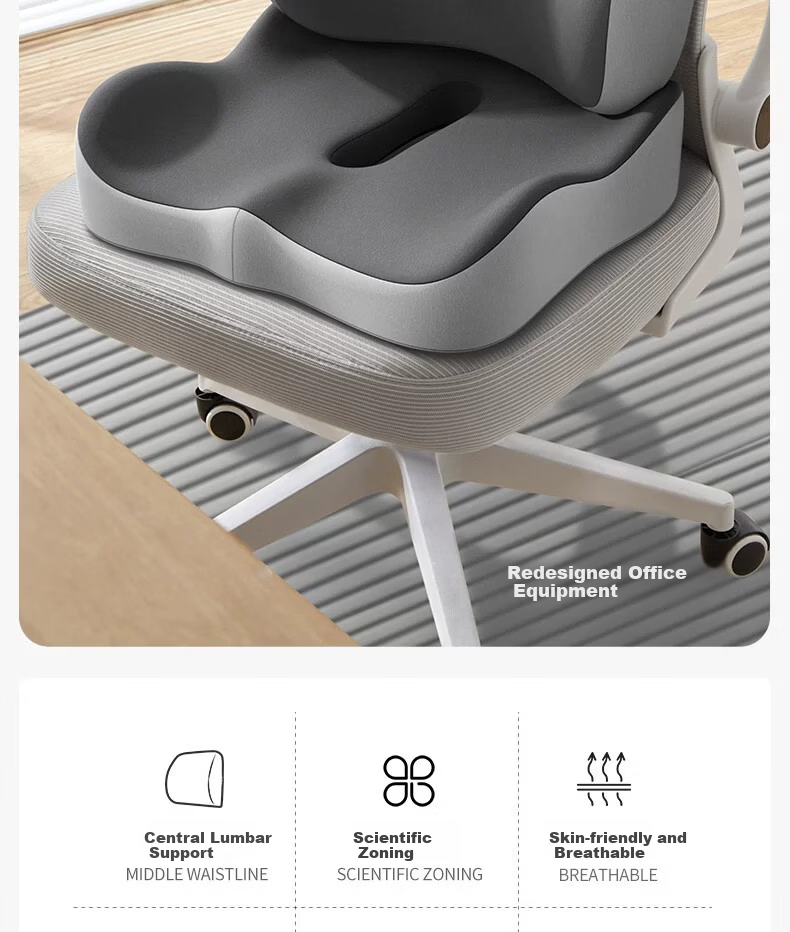 YOCOK Lumbar Support Pillow Office Waist Cushion Long Sitting Backrest Chair Deep Gray Version 4
