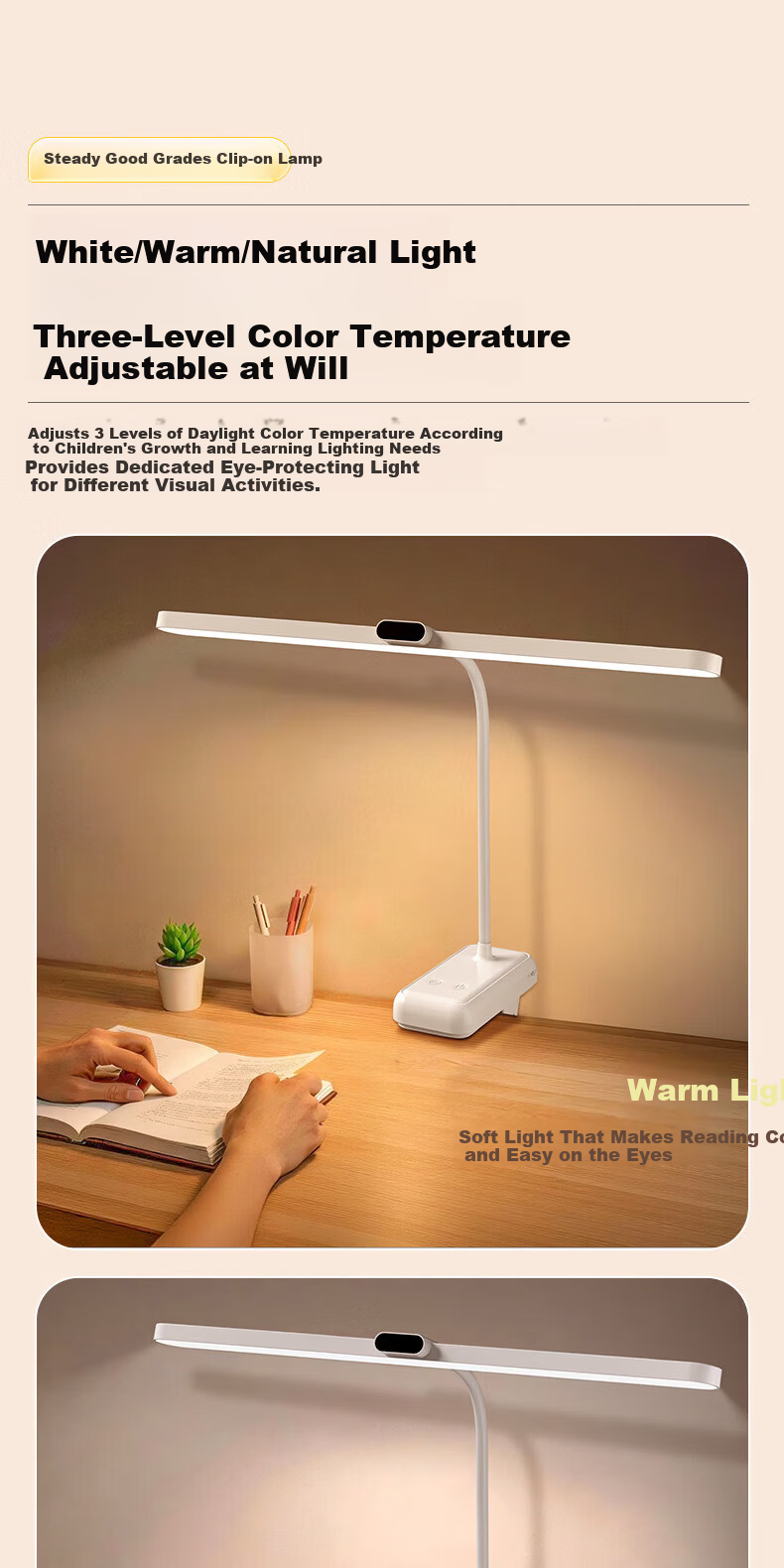 Datouren Grade A Rechargeable Desk Lamp Long Battery Life Clip Light Bedroom College Dormitory Study Eye Protection Lamp 6000mAh 23