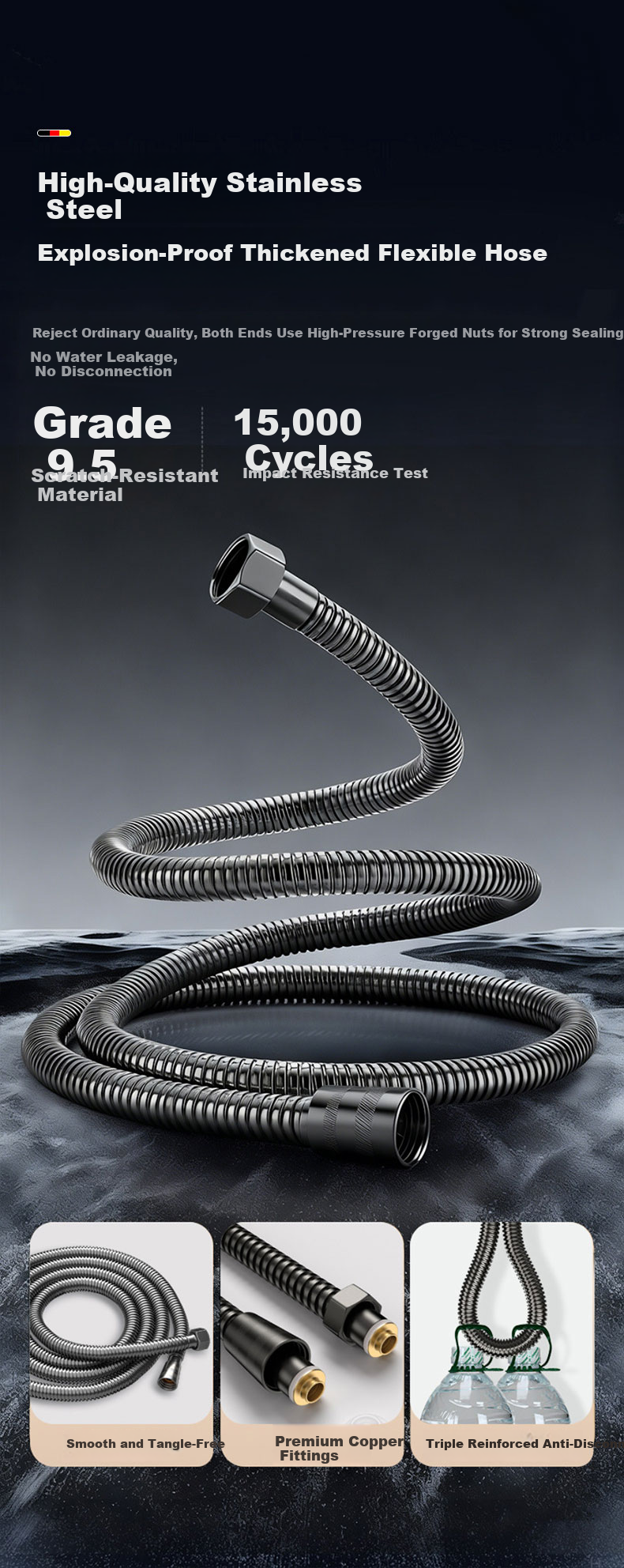 HOMK [Germany] High-Pressure Shower Head Bathroom Shower Head Powerful Water Flow Rainfall Showerhead 8