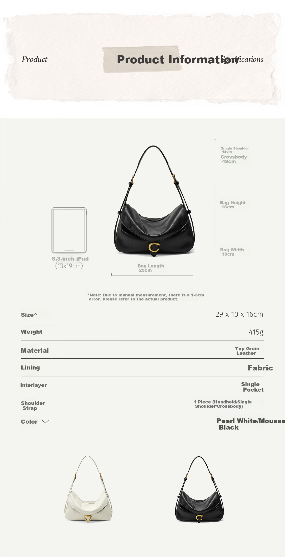 Ximuting Qingfeng Niche White Tote Bag Women Hobo New Shoulder Bag Commuter Crossbody Pearl White 1