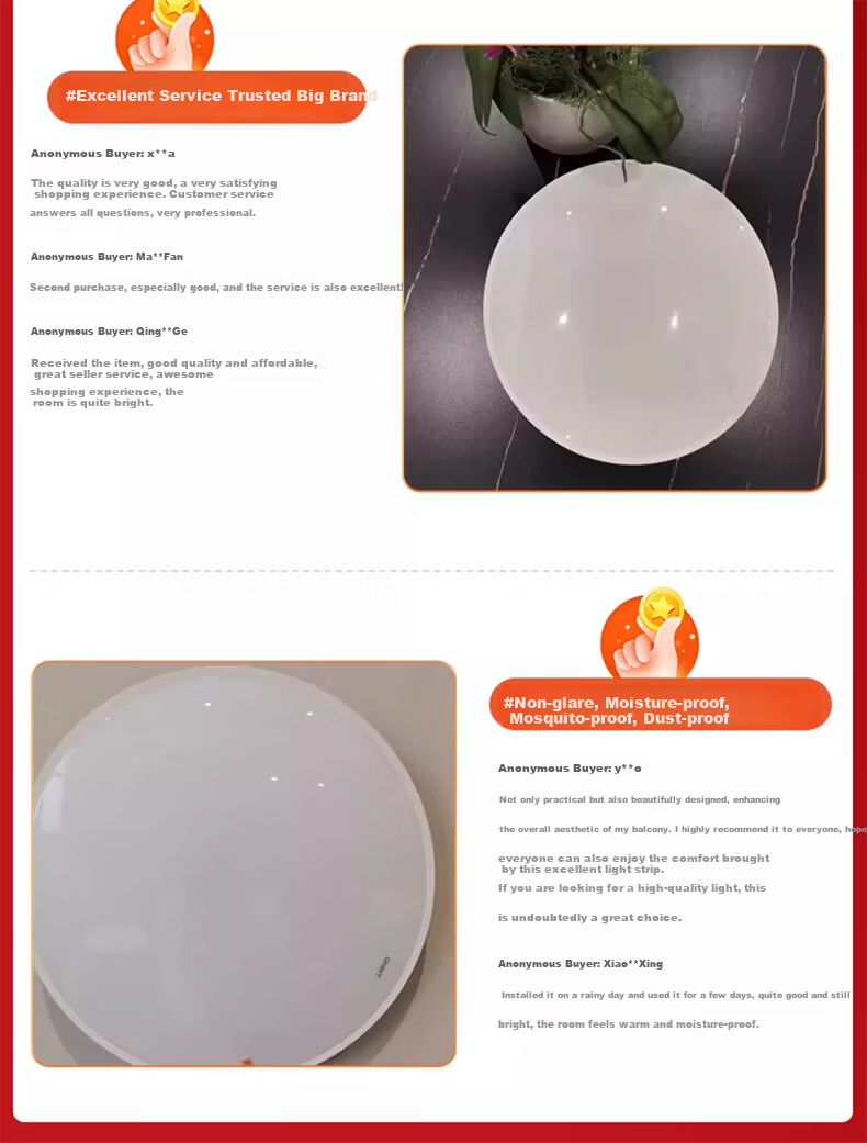 Chint LED Ceiling Light 60W Ultra-thin Bright Three-proof White Light Three-color Bedroom Balcony Corridor Lamp 2