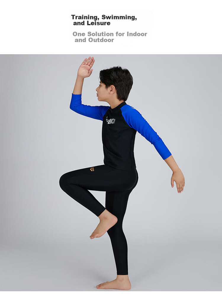 Arena Kids Youth Long Sleeve Two-Piece Sun Protection Stretch Comfortable Boys Girls Swimsuit Set 3