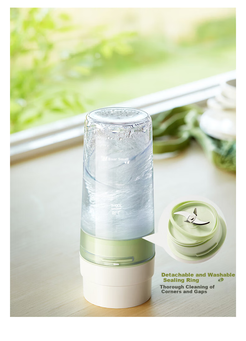 Bear Portable Juicer Cup Wireless Portable Home Juicer Small Multifunctional Fruit and Vegetable Processor Ice Crushing 304 Stainless Steel Blades Auto Cleaning LLJ-F03R1 11