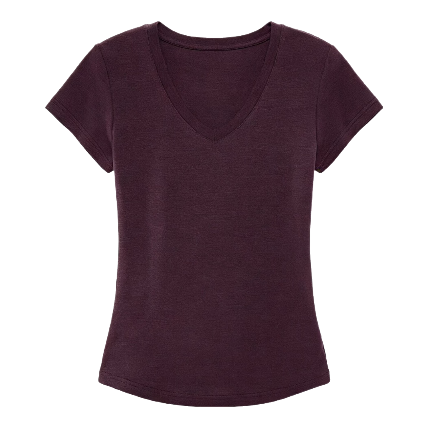 ICH MODE American Vintage Slim Fit V-Neck Cropped Short Sleeve T-Shirt Women Summer New Basic Shoulder Top Dark Purple L