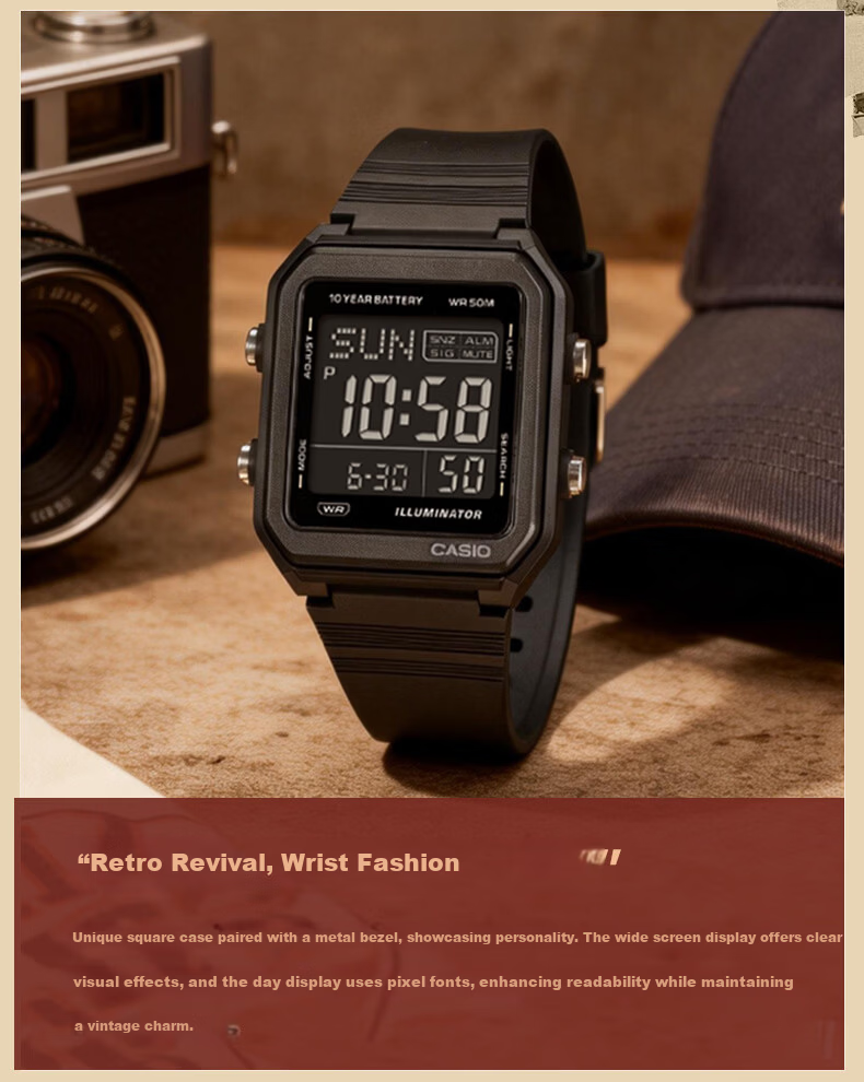 Casio Watch, Square Casual Trendy Student Sports Digital Japanese/Korean Style Watch, Father's Day Gift W-221H 3