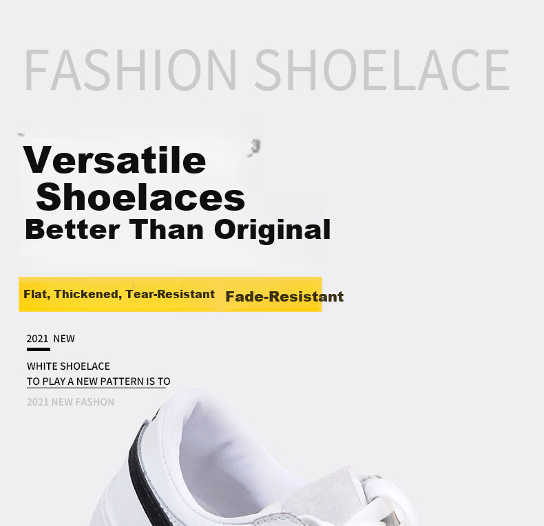 Huabaochi Flat Shoelaces White Black Unisex Small White Shoes Shoelaces for Sports Basketball Casual Shoes with Shell Tips 1