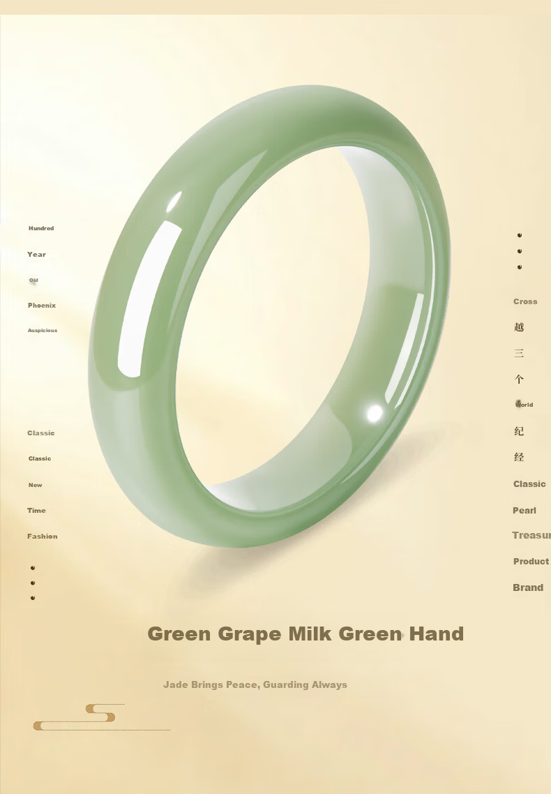 Lao Feng Xiang Quartz Jade Bangle Women's Elegant Wide Green Jade Bracelet Birthday Anniversary Gift for Girlfriend Wife 2