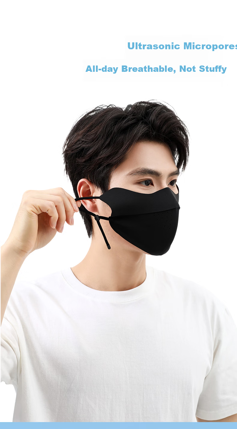 JD Jingzao Unisex Sunscreen Mask UV Protection Breathable Cycling Ice Silk Cooling Full Face Sun Protection Mask Black 7