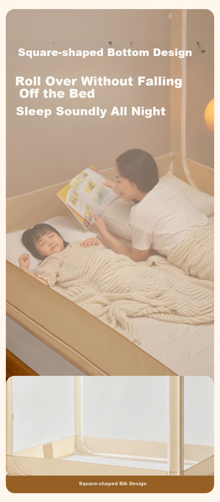 JD Original Safe Blue U-Shaped Mosquito Net, Class A Baby Safety Three-Door Reinforced Enclosure Mosquito Net Frame for 1.8x2 Meter Bed 9