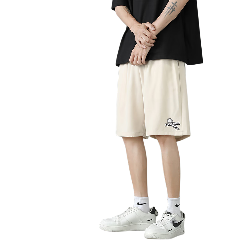 Foss Phil Men's Summer Loose Casual Trendy Thin Beach Shorts Five-Point Sports Pants FPD01 Apricot 3XL