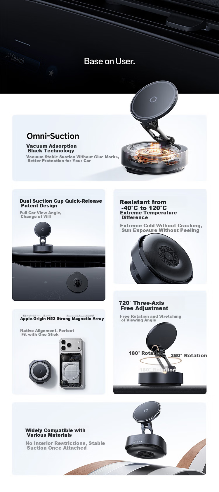BASEUS [No Trace Vacuum Adsorption] Car Phone Holder Magnetic Dashboard Suction Cup Car Navigation 2026 New Model 10