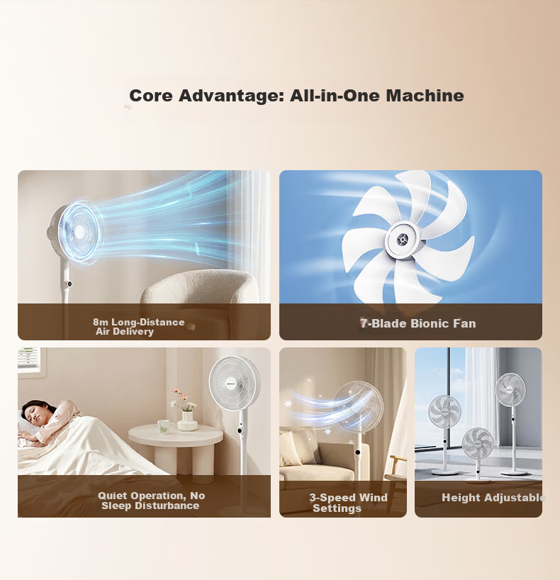 Qinyuan Breeze Series DC Inverter Floor Fan Circulating Fan Level 1 Energy Efficiency Home Integrated Adjustable Soft Wind Silent Remote Control Electric Fan PF-341A 2