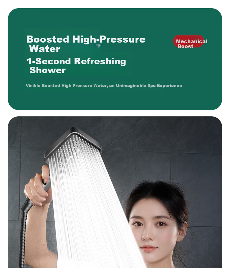Jiayun [New German Style] Adjustable Rotatable Pressurized Shower Head with Switch High-Pressure Water Flow 4