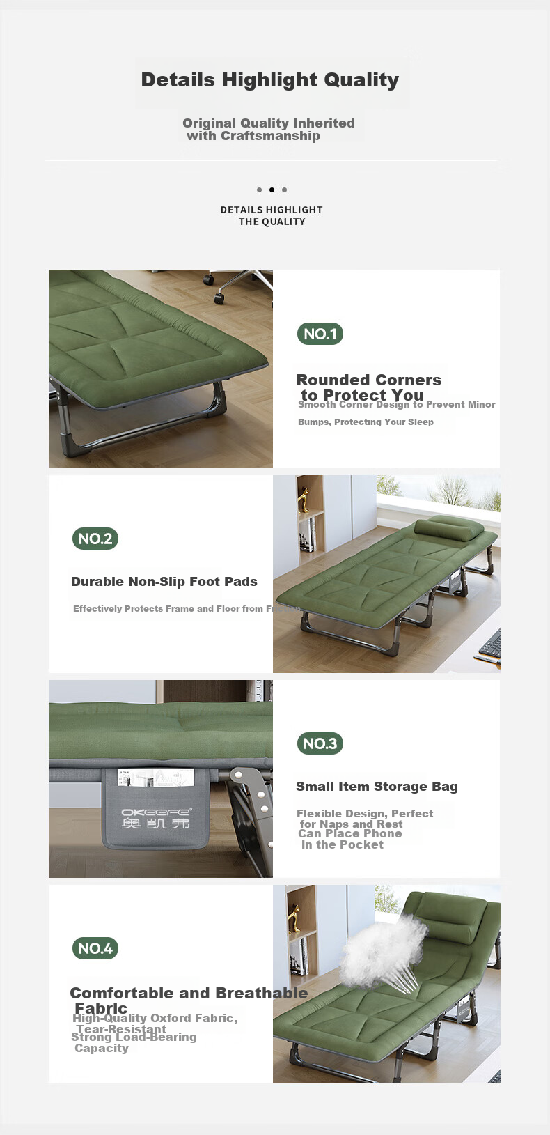 Aokai Fu Folding Bed Recliner Office Nap Bed Hospital Care Bed Ergonomic Traction Neck Support 12