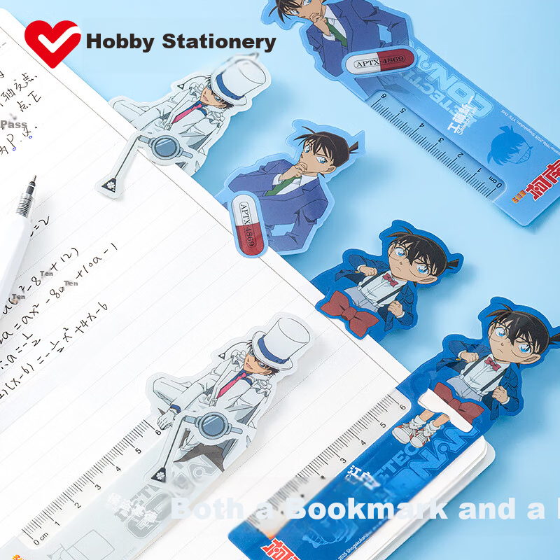 AIHAO Detective Conan Collaboration Multifunctional Bookmark Ruler 2-in-1 High-Value Student School Stationery Set of 6 DSN190 for Grades 1-6