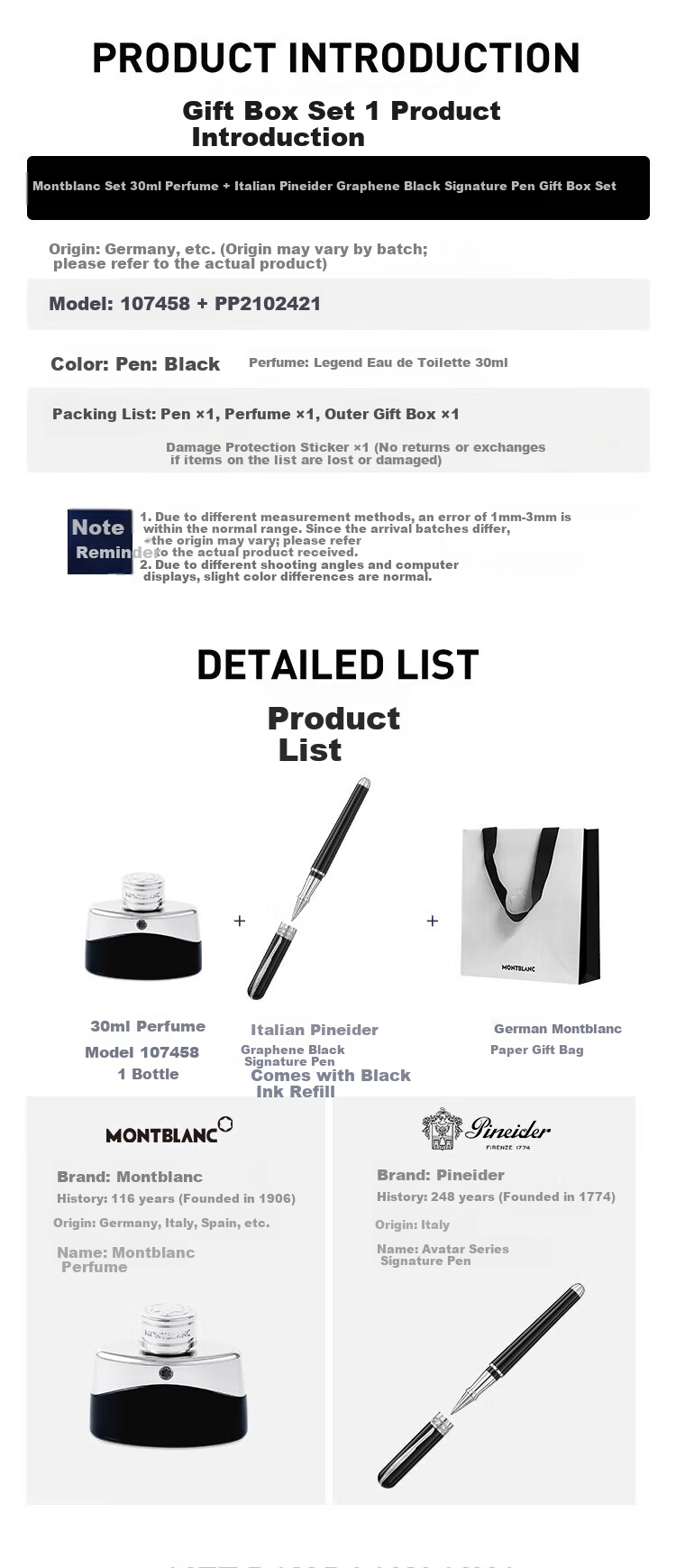 MONTBLANC MONTBLANC Perfume 129777 + Penide Black Signature Pen Gift Set [Gift] 6
