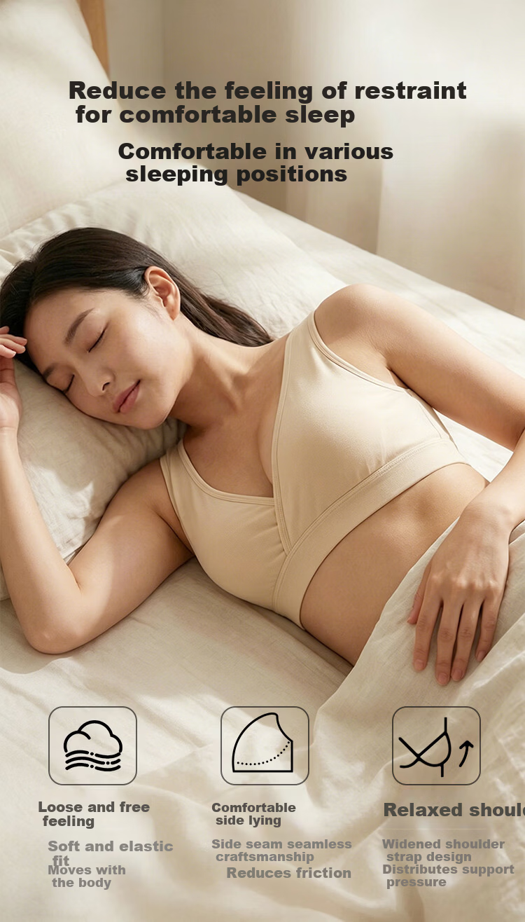 Aibao Comfortable Nursing Bra Maternity Breastfeeding Postpartum Sleep Bra Wireless Vest XL Size M500 10