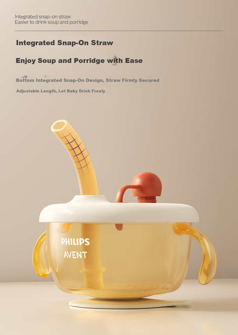 AVENT Philips Avent PPSU Baby Food Bowl Straw Bowl for Soup and Porridge Children's Rice Cereal Bowl Kids Lunch Box 10
