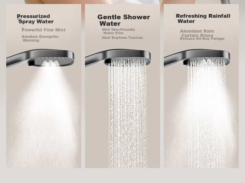 JOMOO Piano Key Storage Square Tube Top Spray Handheld Dual Anti-Scale Shower Set 36694 White 24