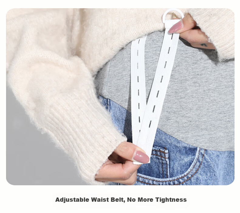 JOYNCLEON Maternity Summer Thin Denim Pants Nine-Point Casual Dad Jeans Light Blue L Jyk176496 6