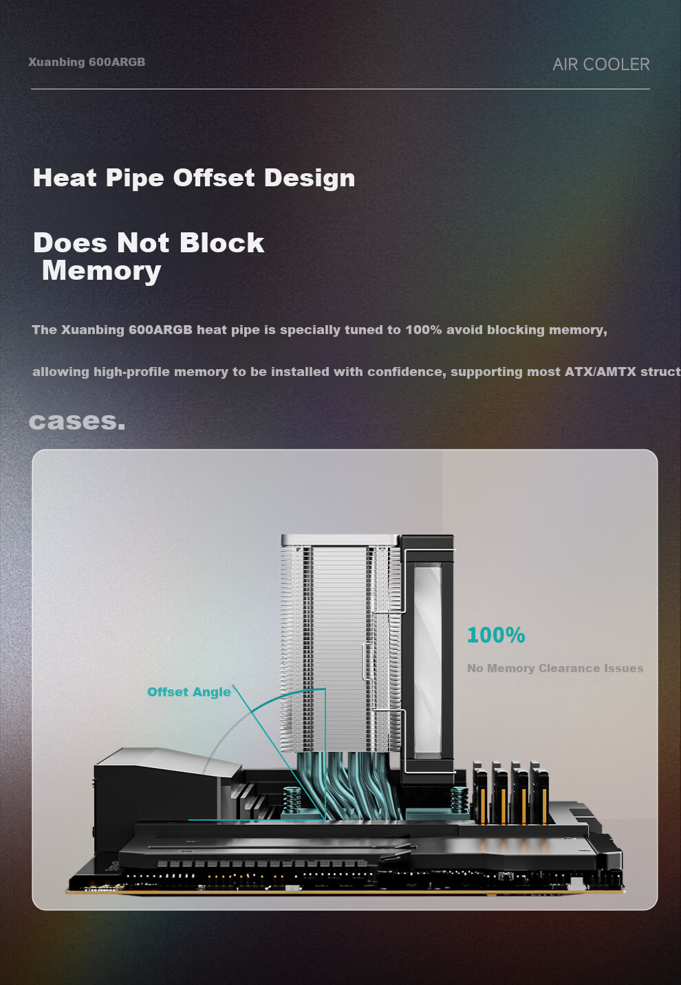 DEEPCOOL GAMMAXX 600 ARGB CPU Air Cooler 6 Heat Pipes Single Tower Offset Heat Pipe Design Wind Ring ARGB Fan Multi-Platform Support 5