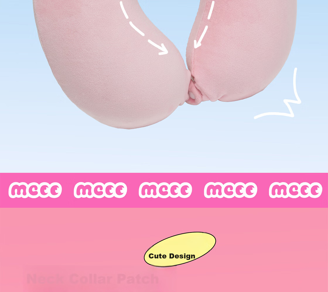MINISO Bacon Pig U-Shaped Memory Foam Office Nap Pillow Travel Neck Pillow Lunch Break Cushion Birthday Gift Smiling Design 5