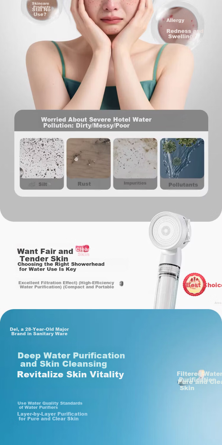 Del 28-Year Brand Filtered Shower Head High-Pressure Bathroom Travel Hotel Bath Shower Head 2021-8 5