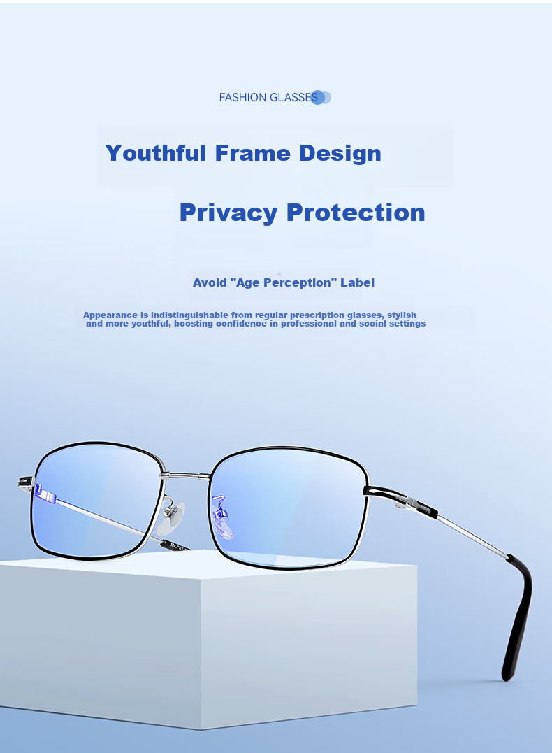 Mr. Pu Anti-Blue Light Reading Glasses for Men and Women, High Definition, Compatible with Zeiss and Seiko Lenses, Memory Titanium Frame 4